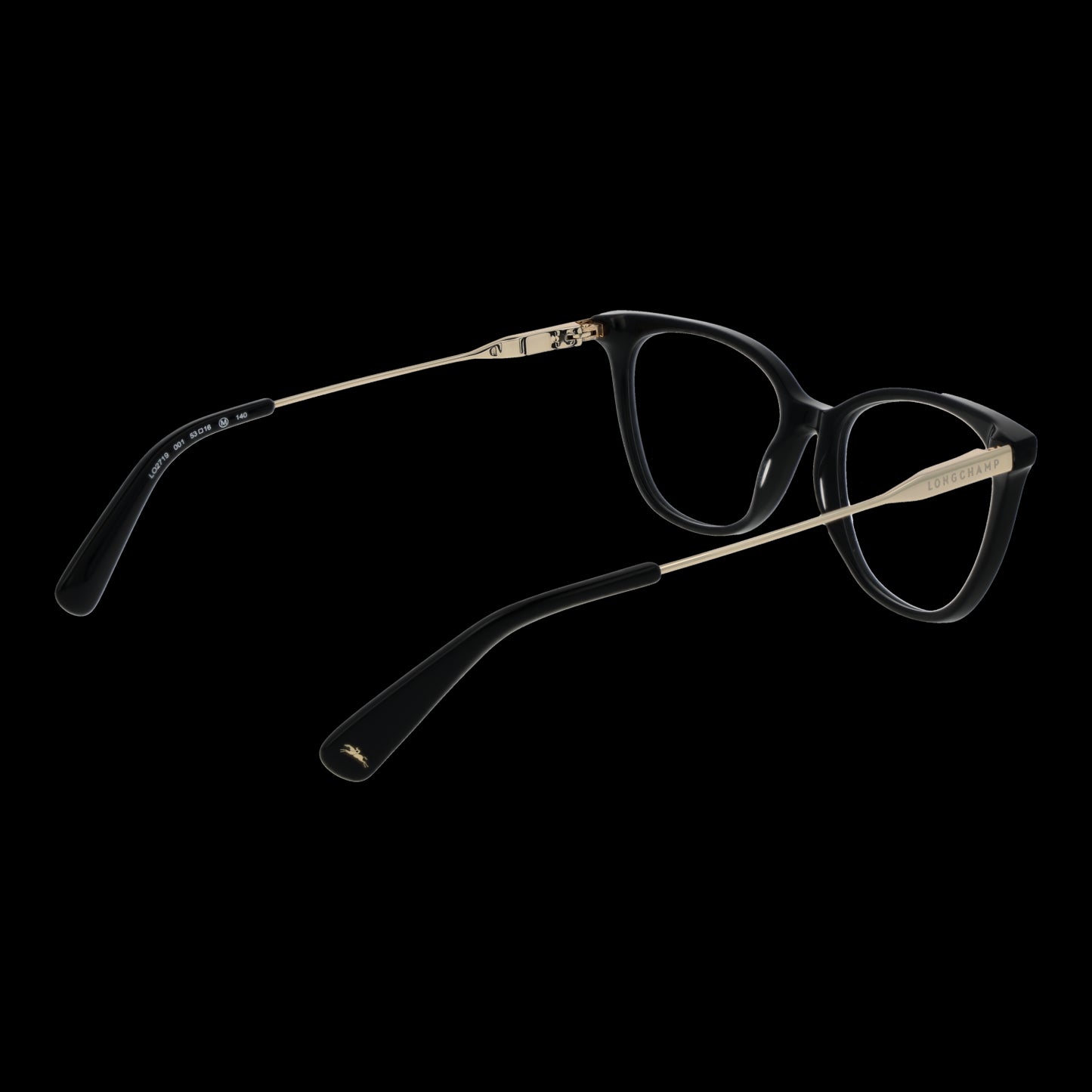 Elegant LONGCHAMP MOD. LO2719 53001 eyeglasses for lady, featuring sleek black and gold design with high-quality frames.