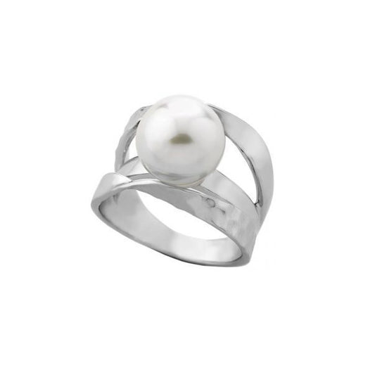 Elegant pearl ring from MAJORICA JEWELRY Mod. 11647.01.2.917.010.1, featuring a sleek silver band with a classic design.