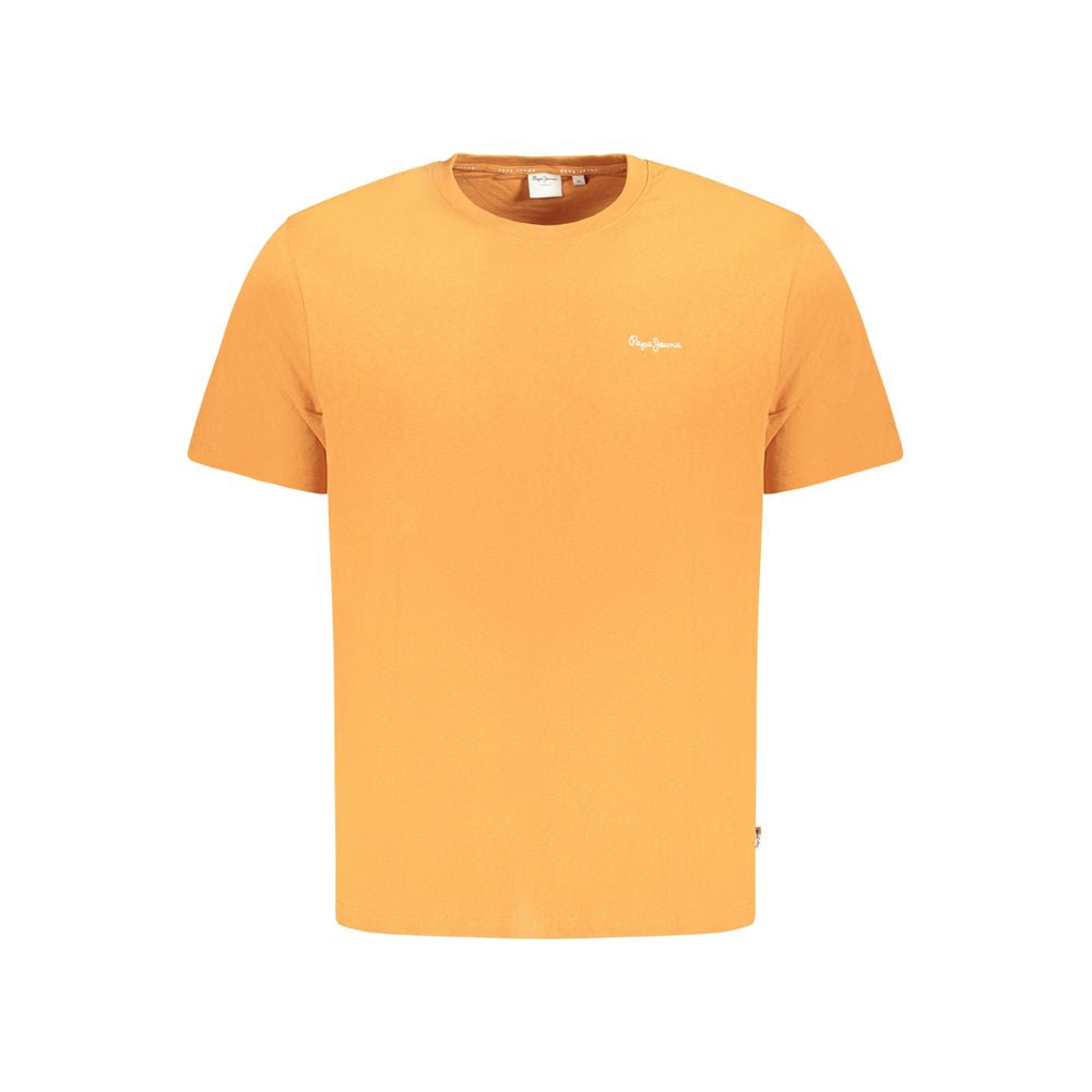 Pepe Jeans Orange Cotton T-Shirt, short sleeve, crew neck, with logo embroidery, made from 100% sustainable cotton.