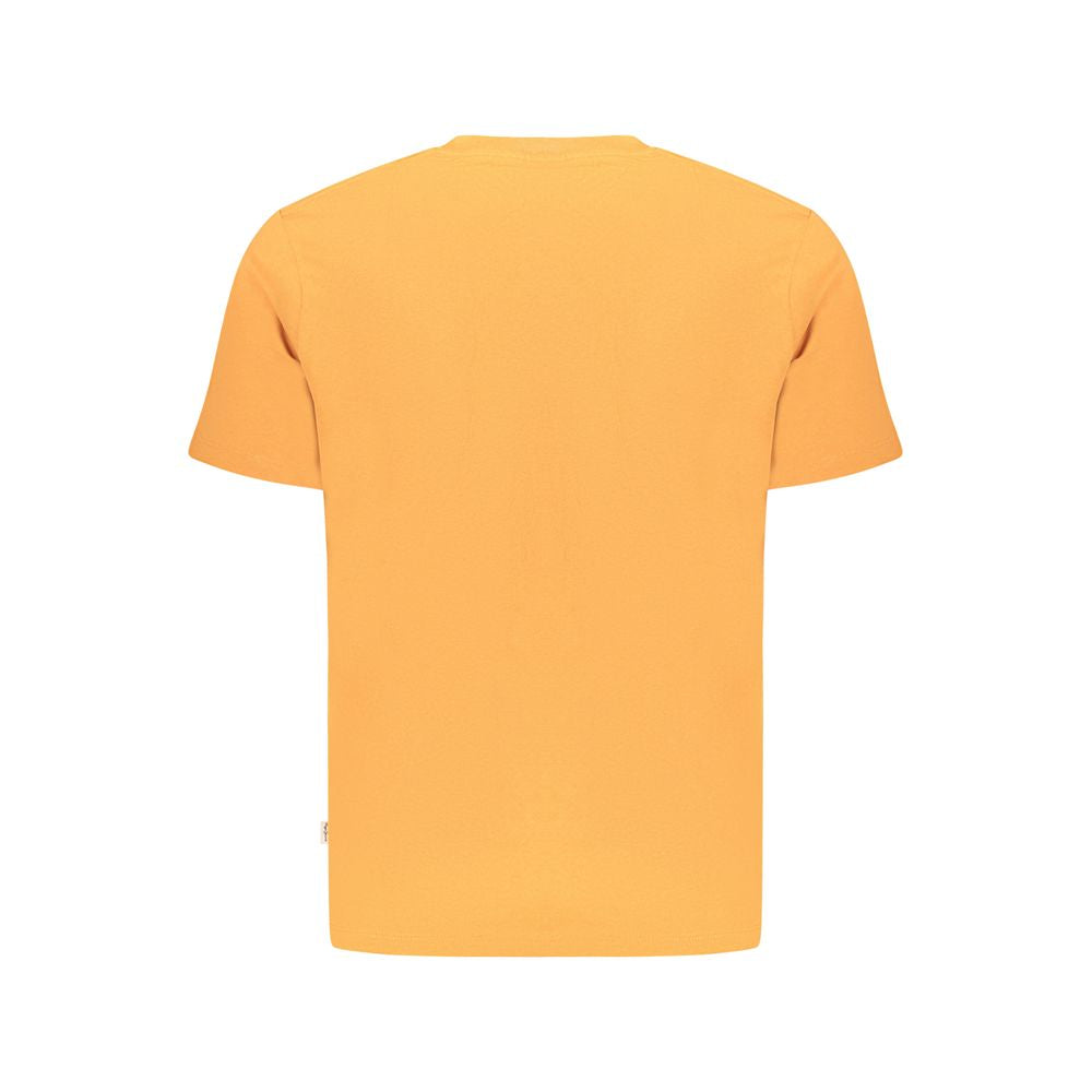 Pepe Jeans Orange Cotton T-Shirt with short sleeves, crew neck, embroidery logo, made of 100% sustainable cotton, back view.