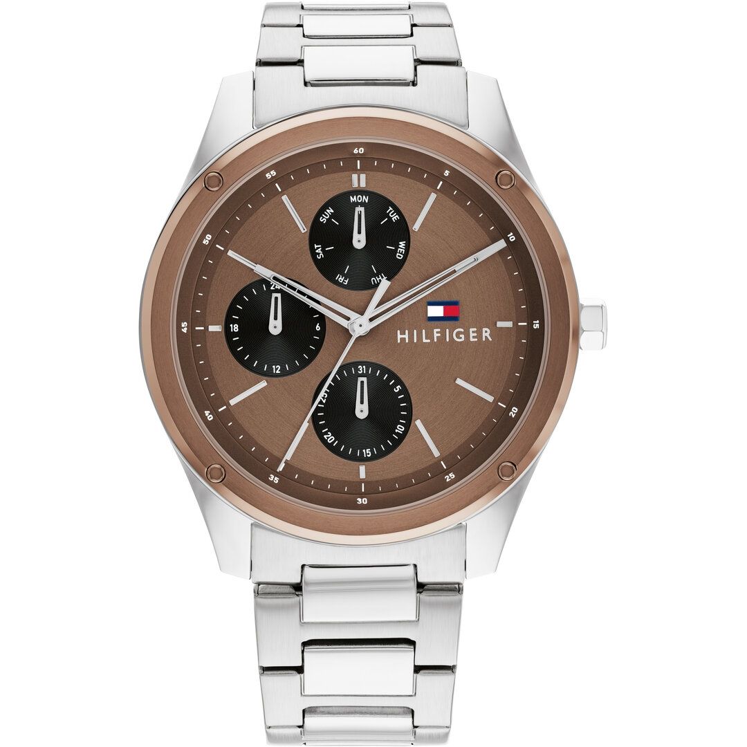 TOMMY HILFIGER Mod. 1710533 quartz analog gent's watch with 5 ATM water resistance and mineral dial in official box packaging.