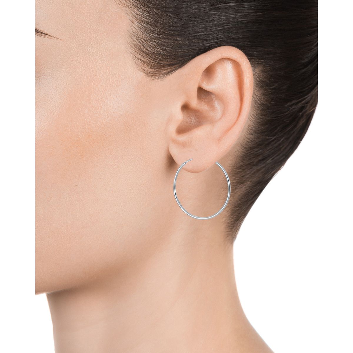 VICEROY JEWELS Mod. 13112E000-00 silver 925° lady's earrings shown worn, elegant hoop design, perfect for a stylish fashion statement.