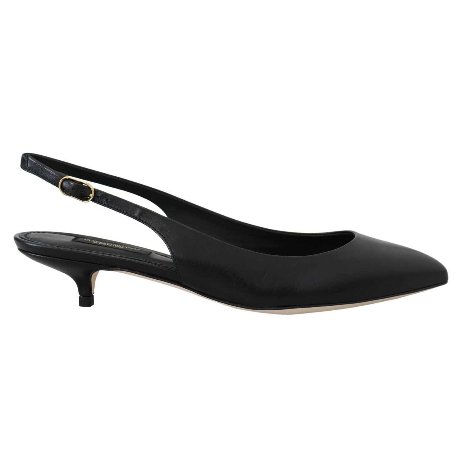 Dolce & Gabbana Black Leather Slingbacks Heels Pumps Shoes