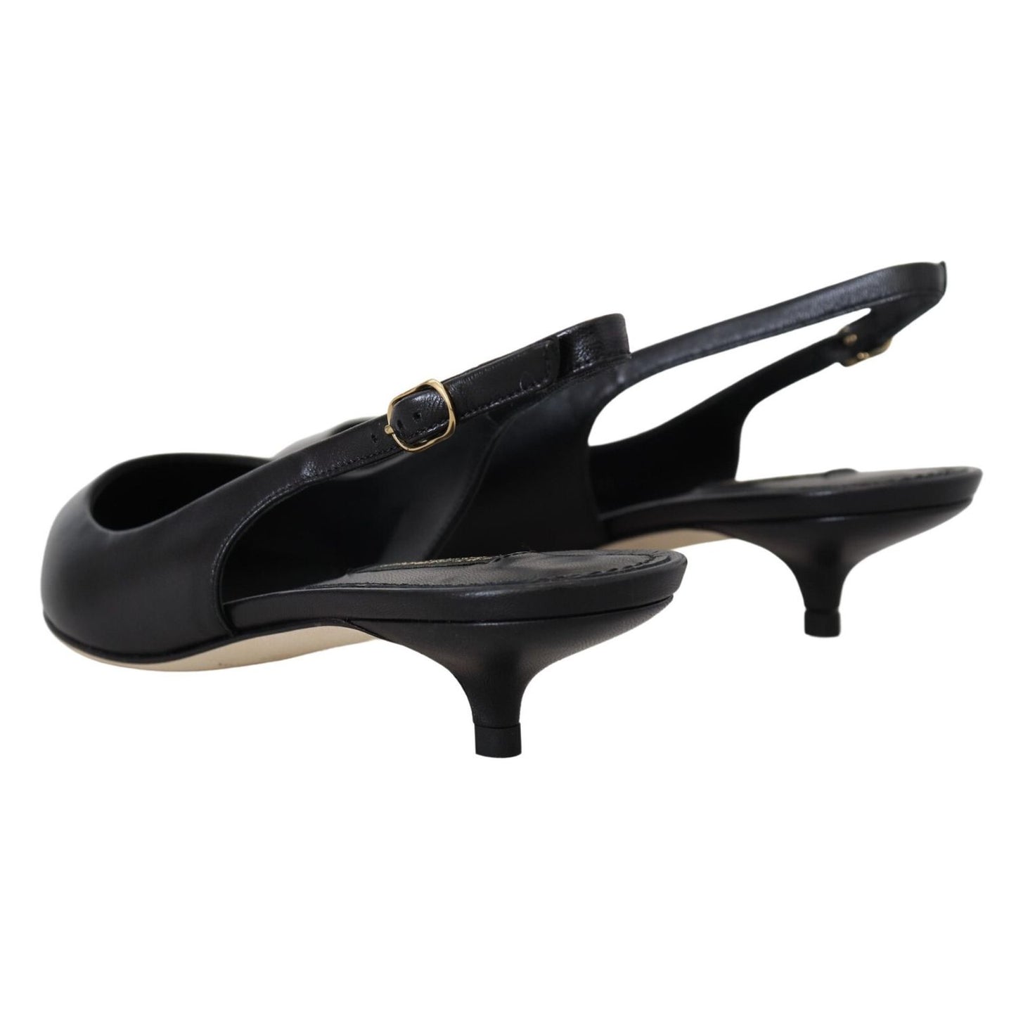 Dolce & Gabbana Black Leather Slingbacks Heels Pumps Shoes