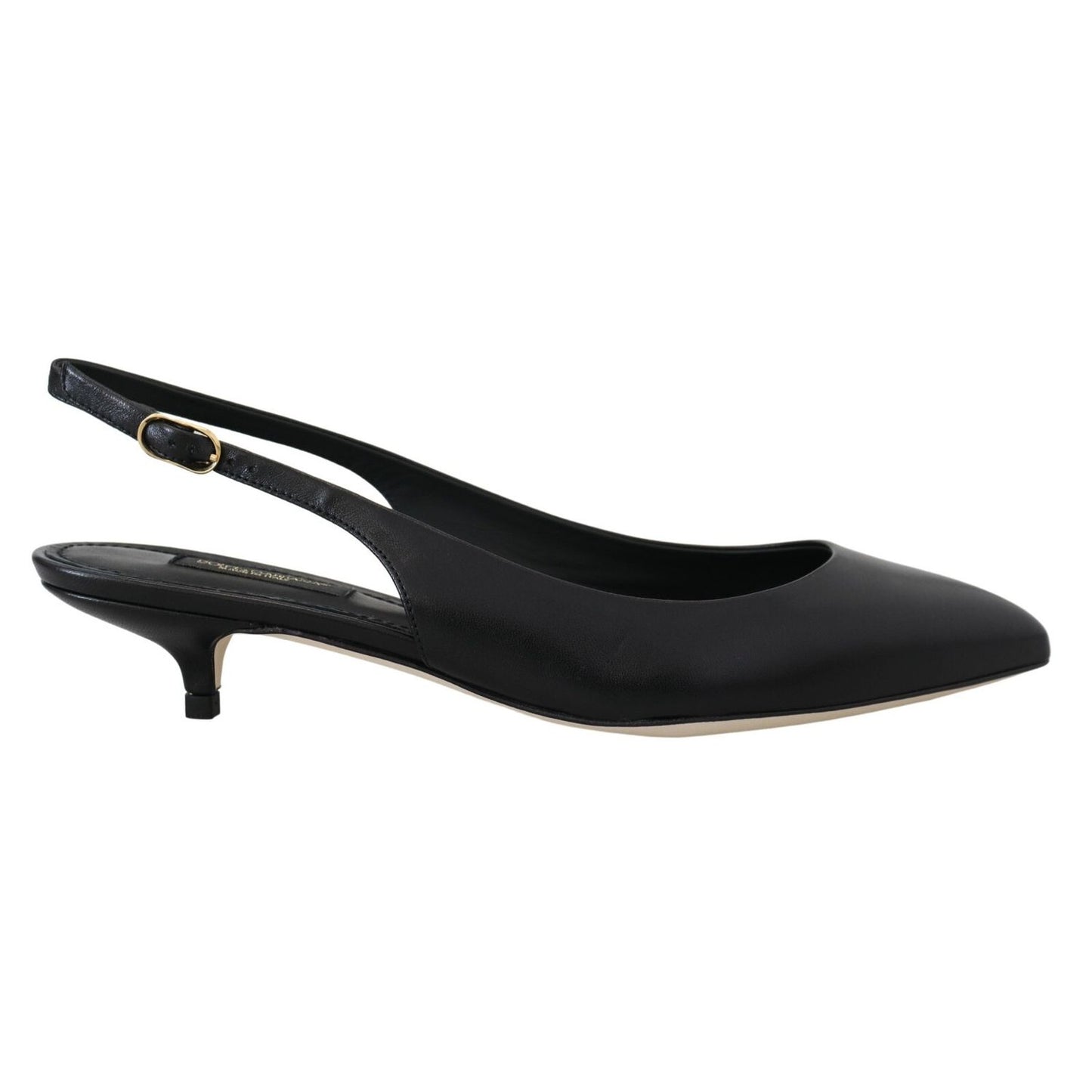 Dolce & Gabbana Black Leather Slingbacks Heels Pumps Shoes