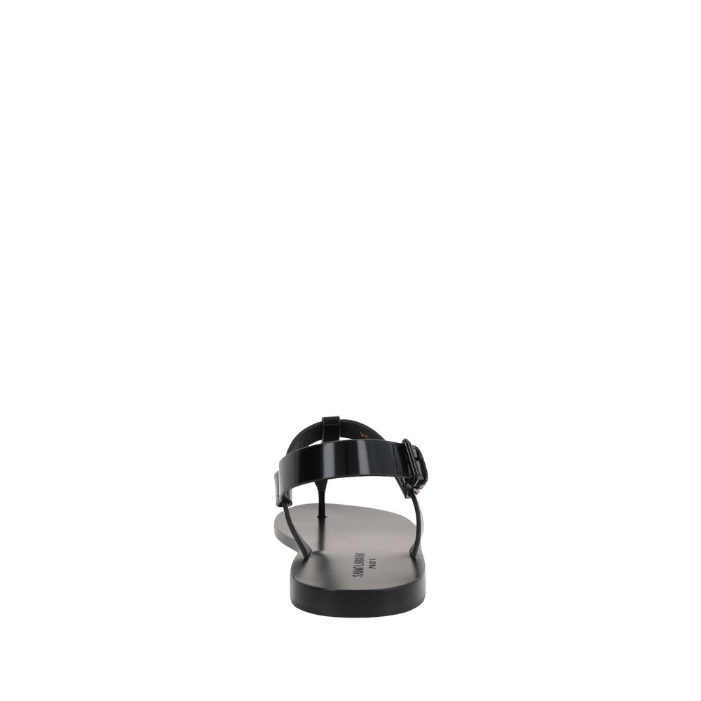 Saint Laurent Black Calfskin Strap-On Sandals