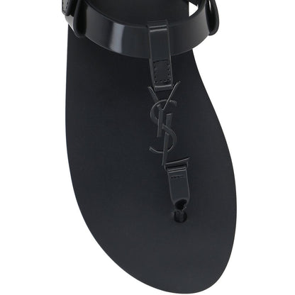 Saint Laurent Black Calfskin Strap-On Sandals