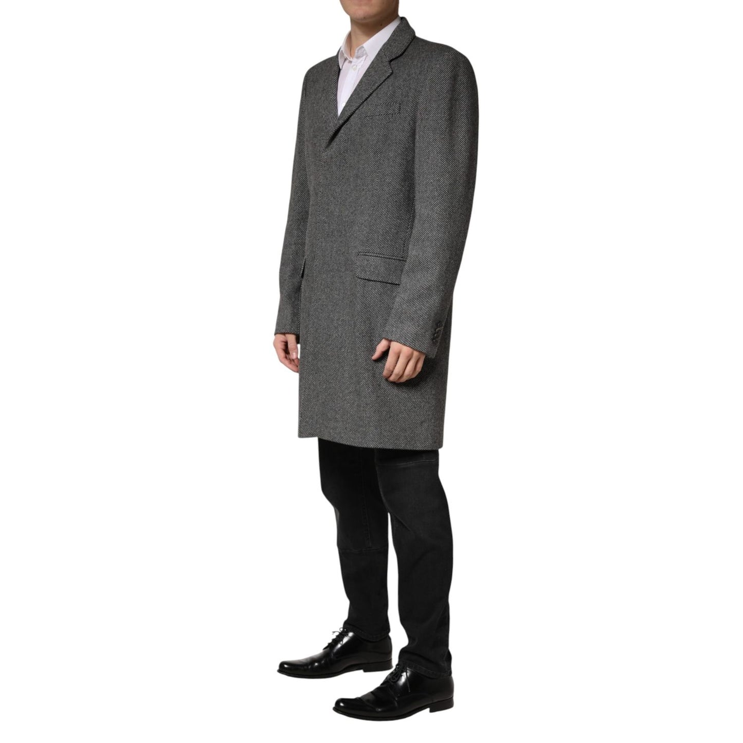 Dolce & Gabbana Gray Single Breasted Men Trench Coat Jacket