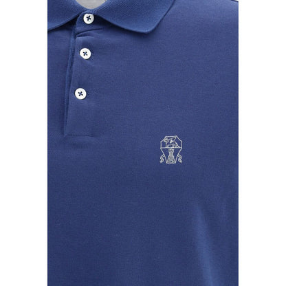 Brunello Cucinelli Blue Cotton Polo Shirt