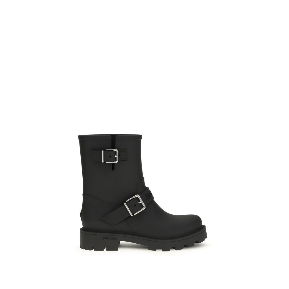 Jimmy Choo Black Polyurethane Rain Boots 1728,72470364320,Black,Boots - Shoes,EU37/US7,EU38/US8,EU39/US9,EU40/US10,EU41/US11,Jimmy Choo,New with tags,Rain Boots - Boots - Shoes,Shoes,Women