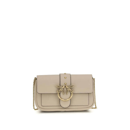 PINKO Beige Calf Leather Bos Taurus Shoulder Bag