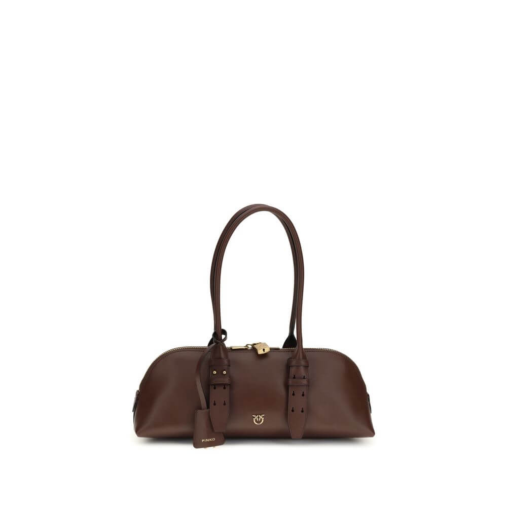 PINKO Brown Calf Leather Bos Taurus Shoulder Bag