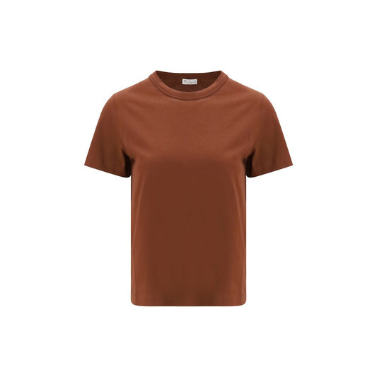 Brunello Cucinelli Brown Cotton T-Shirt 1728,72470364320,Brown,Brunello Cucinelli,Clothing,L,M,New with tags,S,T-Shirts - Clothing,Women,XL