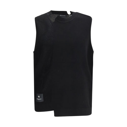 Y-3 Black Cotton Sleeveles Sweater 1728,72470364320,Black,Clothing,L,M,Men,New with tags,S,Sleeveless - Sweaters - Clothing,Sweaters - Clothing,XL,Y-3