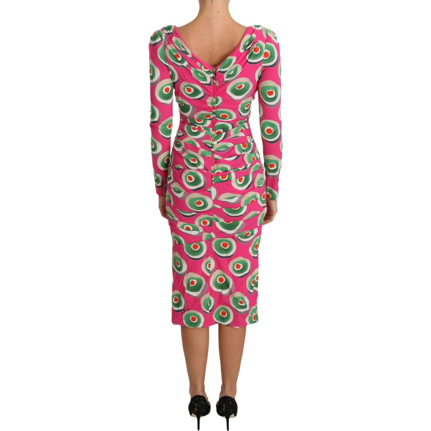 Dolce & Gabbana Pink Silk Cup Cake Sheath Stretch  Dress
