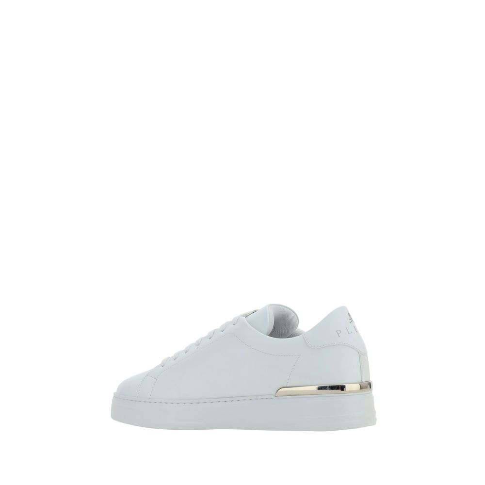 Philipp Plein White Calf Leather Bos Taurus Low Top Sneakers 1728,72470364320,EU40/US7,EU41/US8,EU42/US9,EU43/US10,EU44/US11,Low Tops - Sneakers - Shoes,Men,New with tags,Philipp Plein,Shoes,Sneakers - Shoes,White