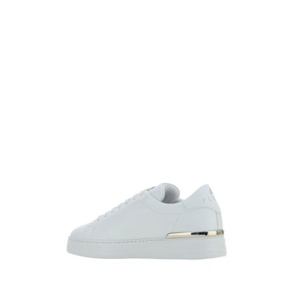 Philipp Plein White Calf Leather Bos Taurus Low Top Sneakers 1728,72470364320,EU40/US7,EU41/US8,EU42/US9,EU43/US10,EU44/US11,Low Tops - Sneakers - Shoes,Men,New with tags,Philipp Plein,Shoes,Sneakers - Shoes,White