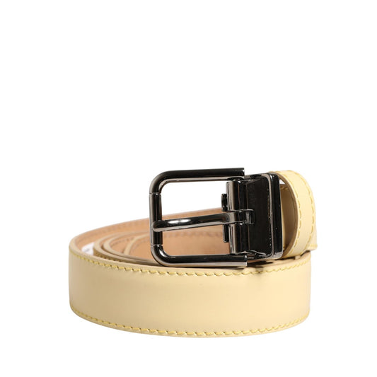 Dolce & Gabbana Men Yellow Classic Leather Metal Buckle Belt