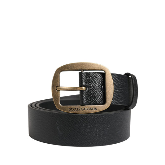 Dolce & Gabbana Men Black Classic Leather Metal Buckle Belt 115 cm / 46 Inches,1728,67345645728,Accessories,Belts - Accessories,Black,Dolce & Gabbana,Material: 100% Calf Leather,Men,New with tags,Regular Belts - Belts - Accessories