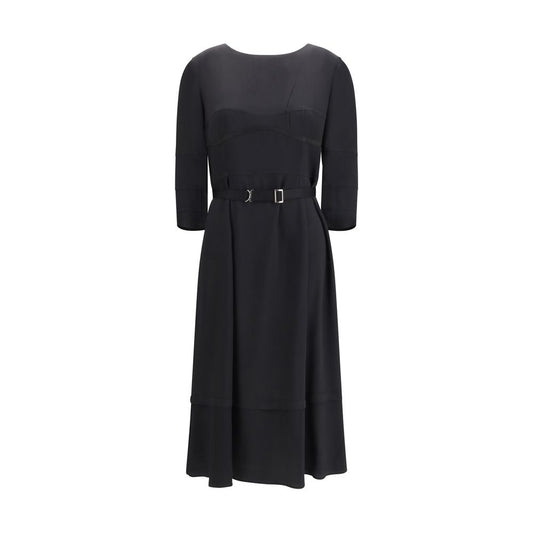 Prada Black Wool Casual Dress 1728,72470364320,Black,Casual - Dresses - Clothing,Clothing,Dresses - Clothing,IT44 | L,Longsleeve - Dresses - Clothing,Midi - Dresses - Clothing,New with tags,Prada,Women