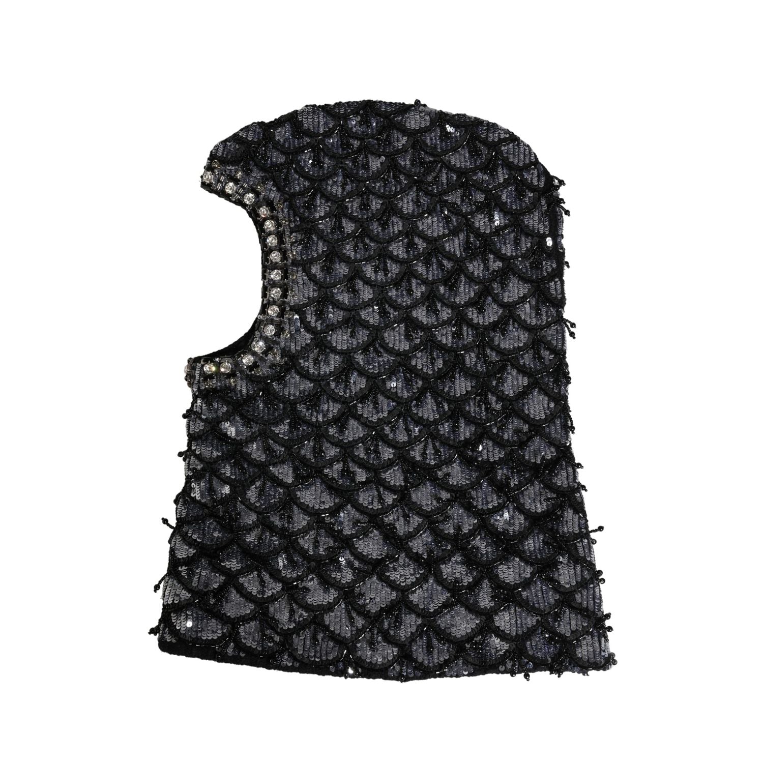 Dolce & Gabbana Black Wool Crystal Embellished Balaclava Hat