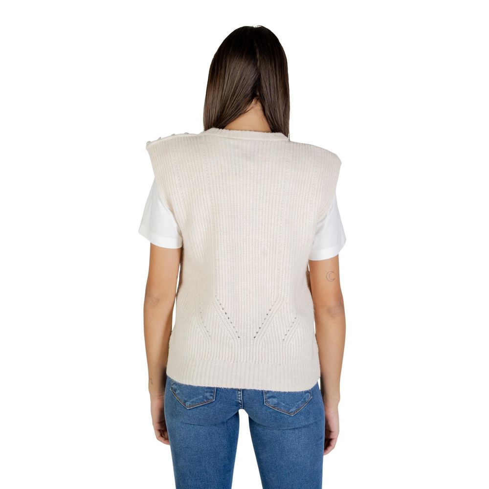 ICHI Cream Polyester Sleeveles Sweater