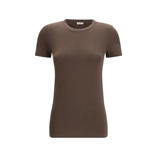 Brunello Cucinelli Brown Cotton T-Shirt 1728,72470364320,Brown,Brunello Cucinelli,Clothing,L,M,New with tags,S,T-Shirts - Clothing,Women,XL
