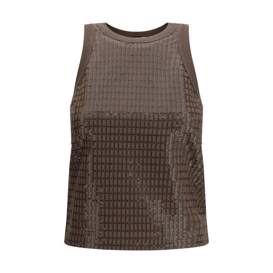 Brunello Cucinelli Brown Cotton Tank Tops