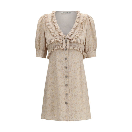 Alessandra Rich Beige Silk Casual Dress 1728,72470364320,Alessandra Rich,Beige,Casual - Dresses - Clothing,Clothing,Dresses - Clothing,IT38 | S,IT40 | M,IT42 | L,New with tags,Pattern - Dresses - Clothing,Short - Dresses - Clothing,Shortsleeve - Dresses -