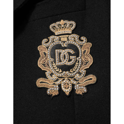 Dolce & Gabbana Black Heraldic Patch Single Breasted Blazer Jacket