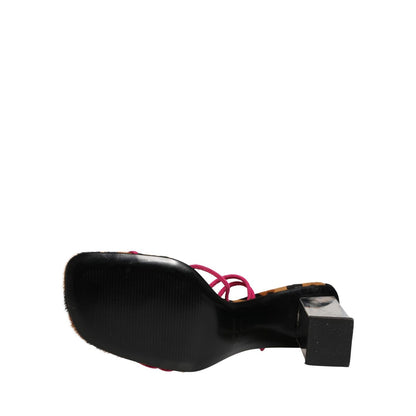 Dolce & Gabbana Multicolor Leather Block Heels Sandals Shoes