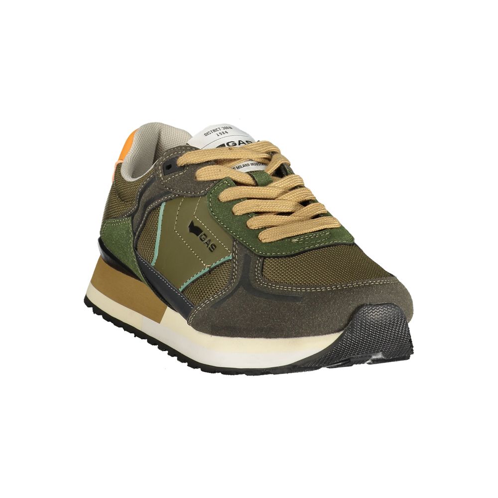 Gas Green Polyester Athletic Sneakers