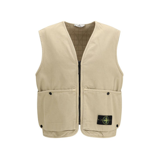 Stone Island Beige Cotton Sleveless Jacket 1728,72470364320,Beige,Clothing,Jackets & Coats - Clothing,L,M,Men,New with tags,Sleveless Jacket - Jackets & Coats - Clothing,Stone Island,XL