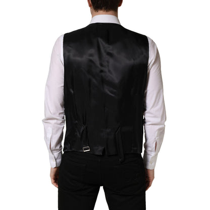 Dolce & Gabbana Black Wool Single Breasted Waistcoat Vest