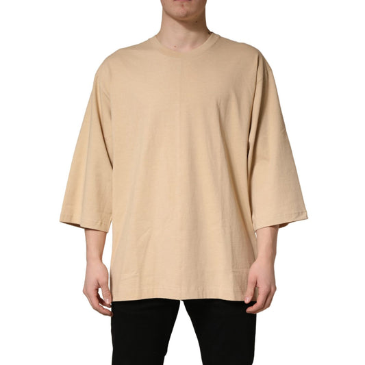 Dolce & Gabbana Beige Cotton Roundneck Oversized Fit T-shirt