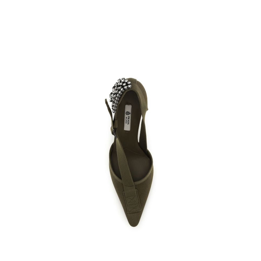 Prada Bicolor Cotton High Heel Pumps