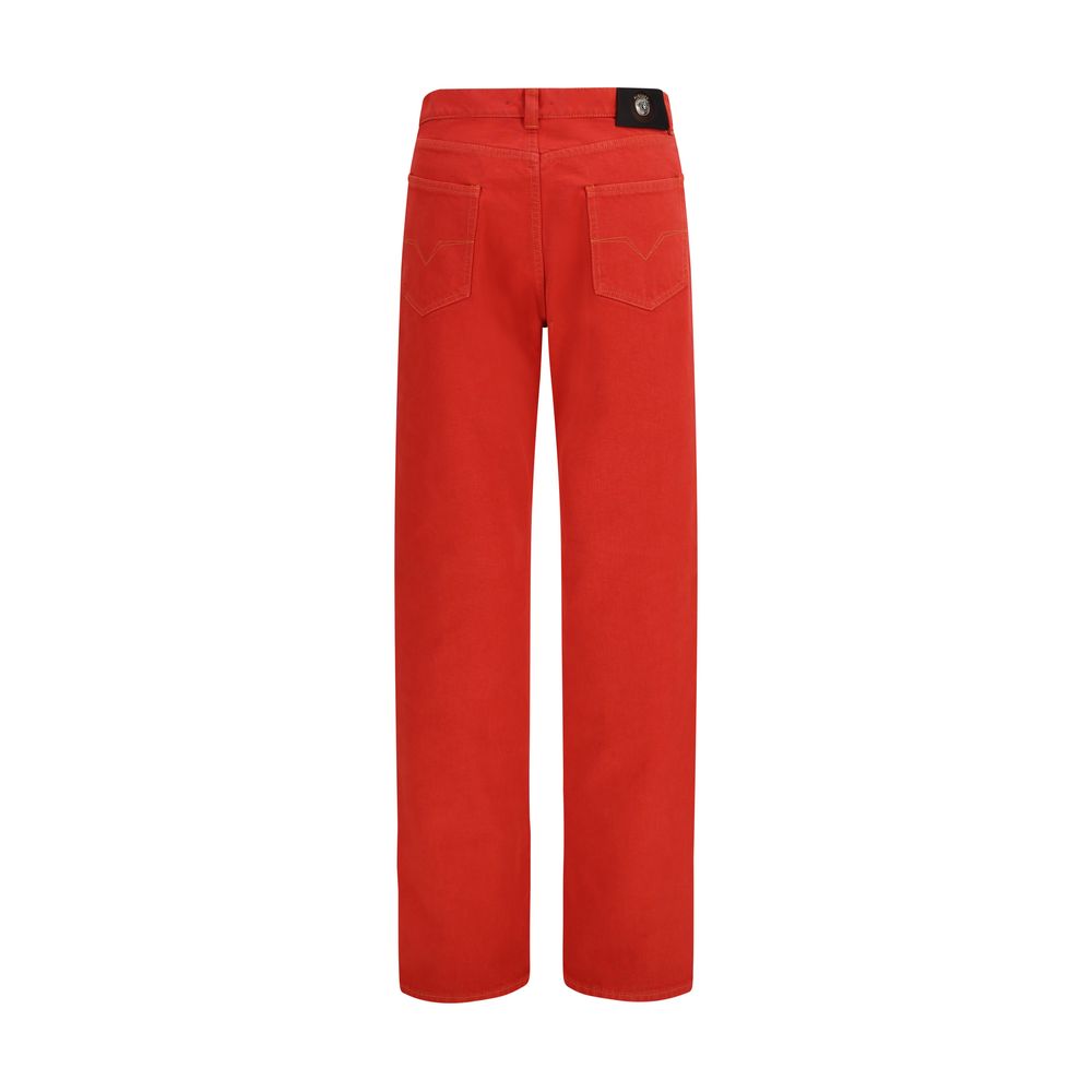 Versace Multicolor Cotton Straight-Leg Jeans