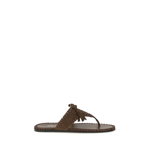 Prada Brown Calf Leather Bos Taurus Sandals