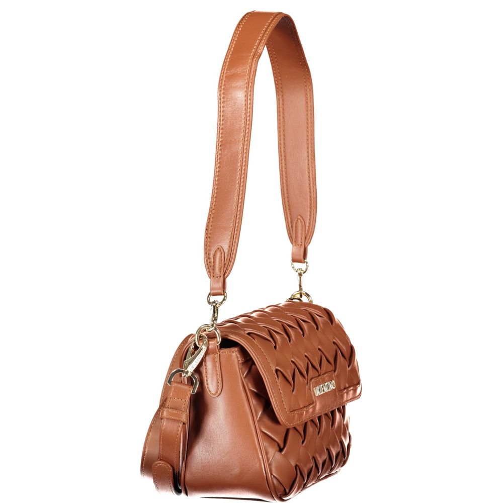 Mario Valentino Brown Polyurethane Women's Bag with Removable Shoulder Strap