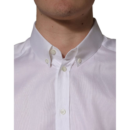 Dolce & Gabbana White Cotton Short Sleeves Button Down Shirt