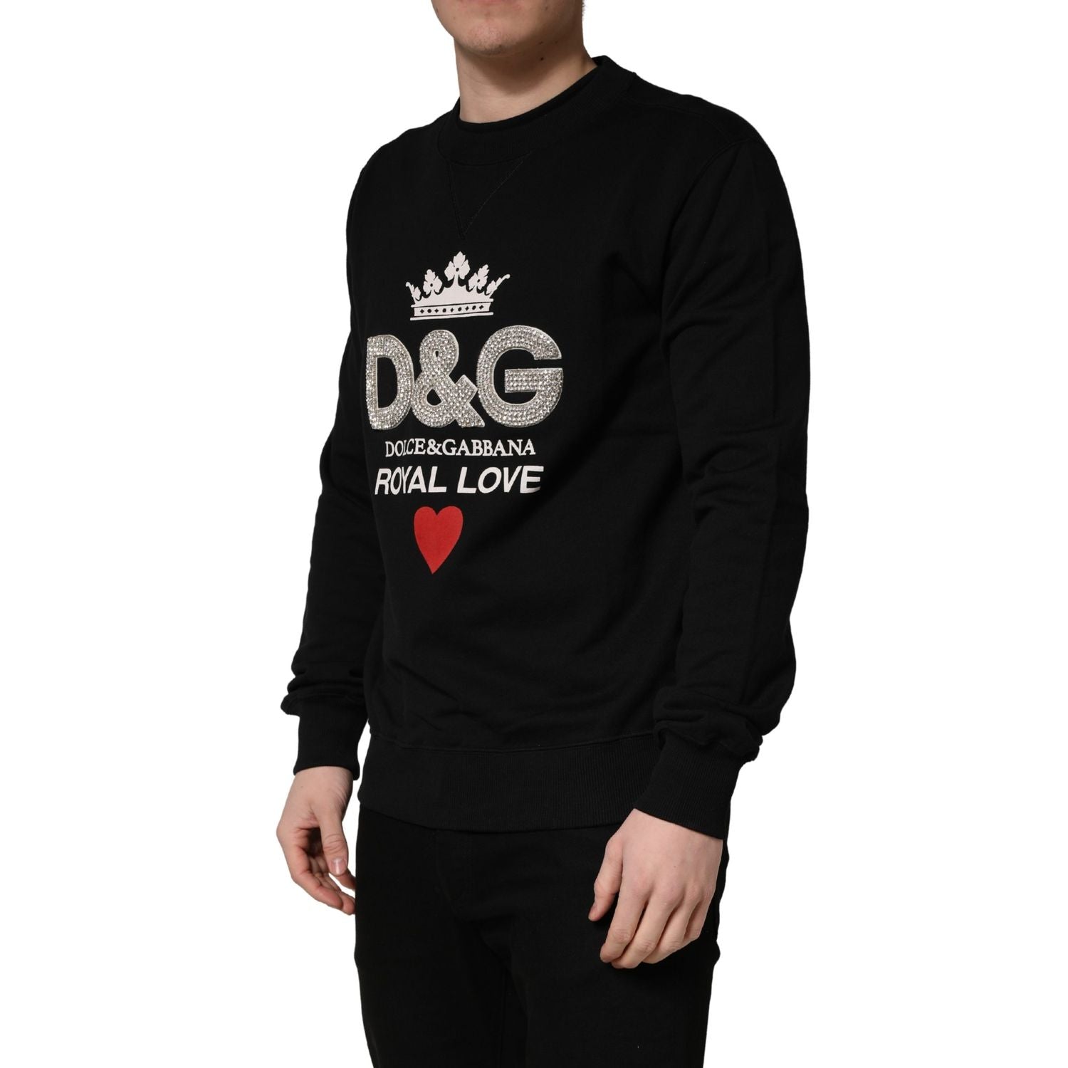 Dolce & Gabbana Black Embellished Cotton Sweatshirt Sweater