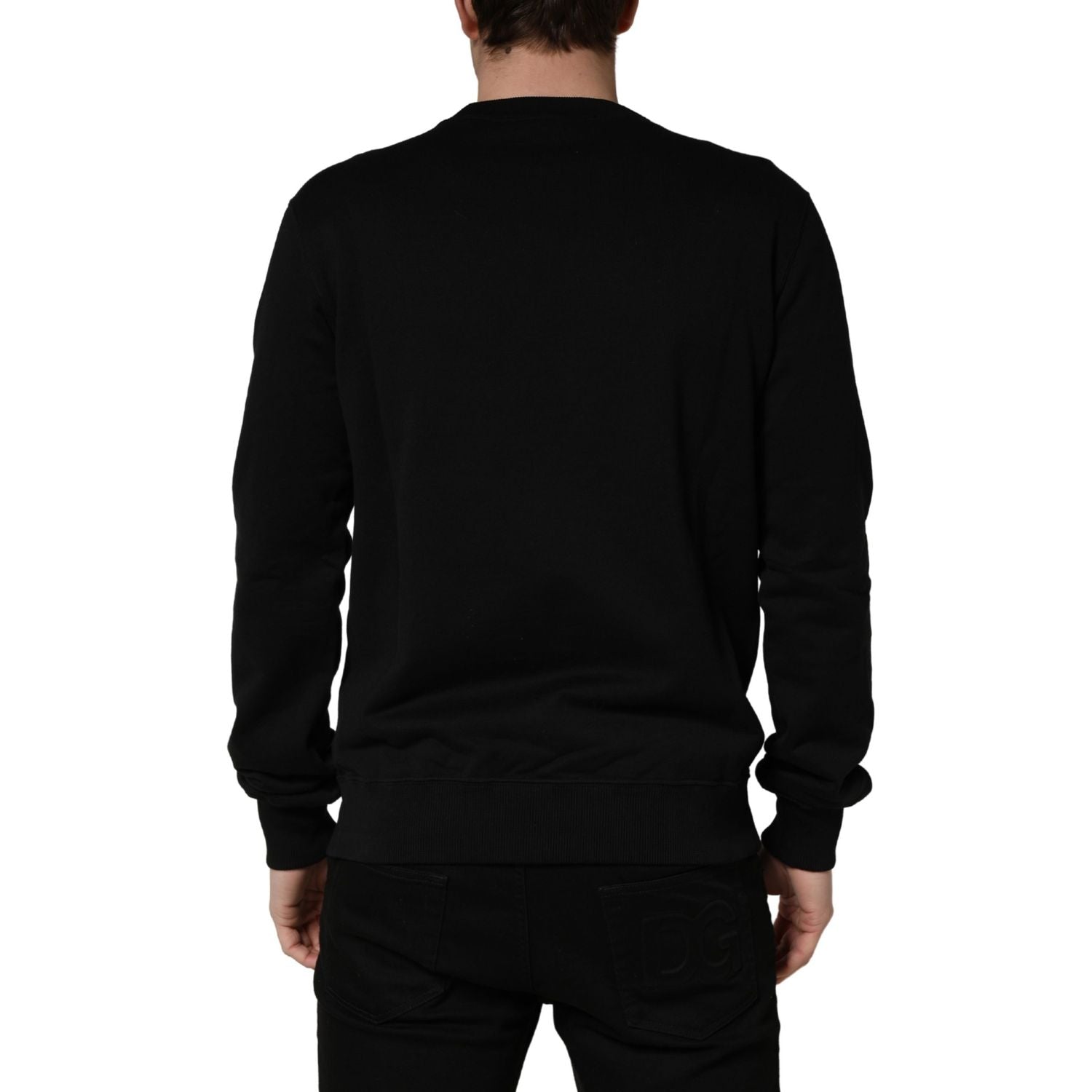 Dolce & Gabbana Black Embellished Cotton Sweatshirt Sweater