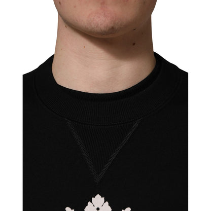 Dolce & Gabbana Black Embellished Cotton Sweatshirt Sweater