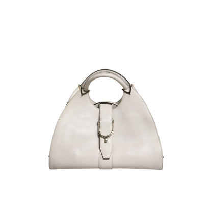 Gucci White Leather Stirrup Top Handle Bag