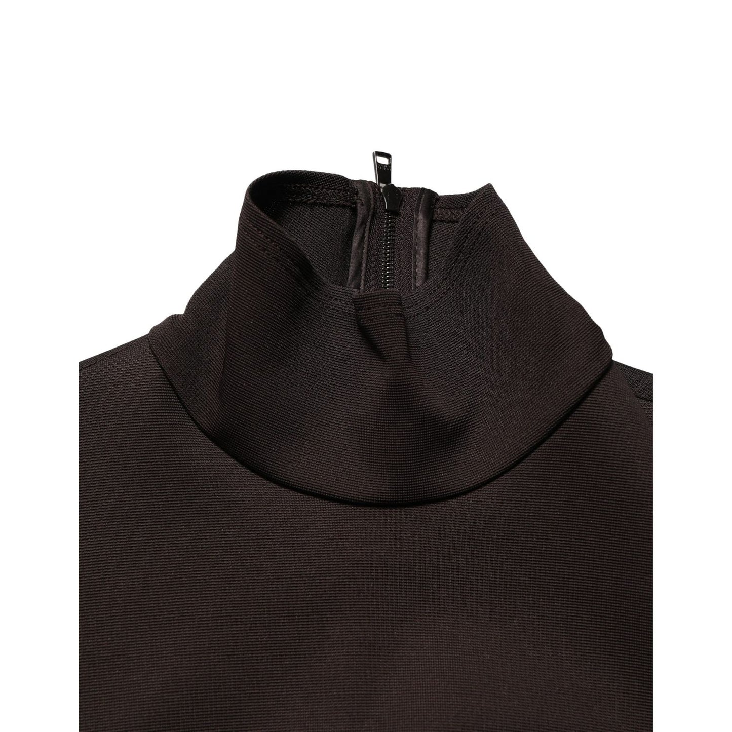 Dolce & Gabbana Brown Turtleneck Jersey Long Maxi Dress