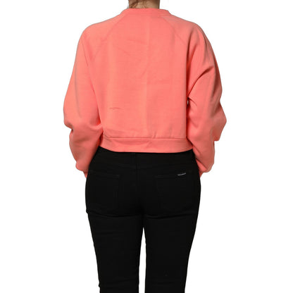 Dolce & Gabbana Pink Graphic Crew Neck Cropped Sweatshirt Sweater