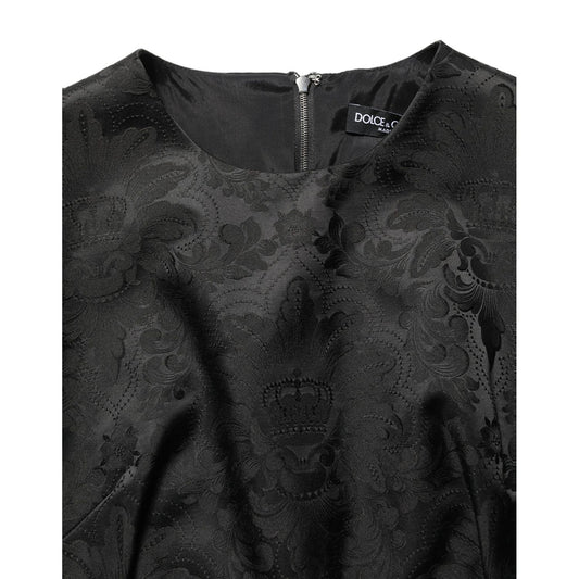 Dolce & Gabbana Black Floral Jacquard Sleeveless A-line Dress