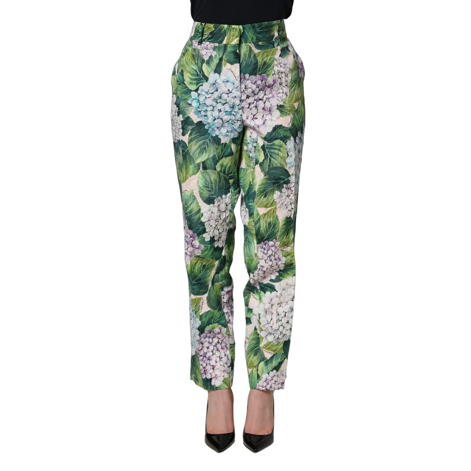 Dolce & Gabbana Multicolor Floral Print Tapered Trouser Pants