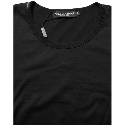 Dolce & Gabbana Black Cotton Round Neck Short Sleeves T-Shirt