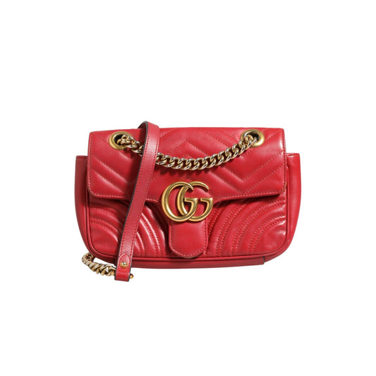 Gucci Marmont Small Shoulder Bag in Rosso Ancora Red Leather